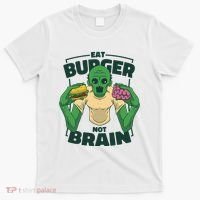 Eat Burger Not Brain Funny Zombie T-Shirt thumb 0