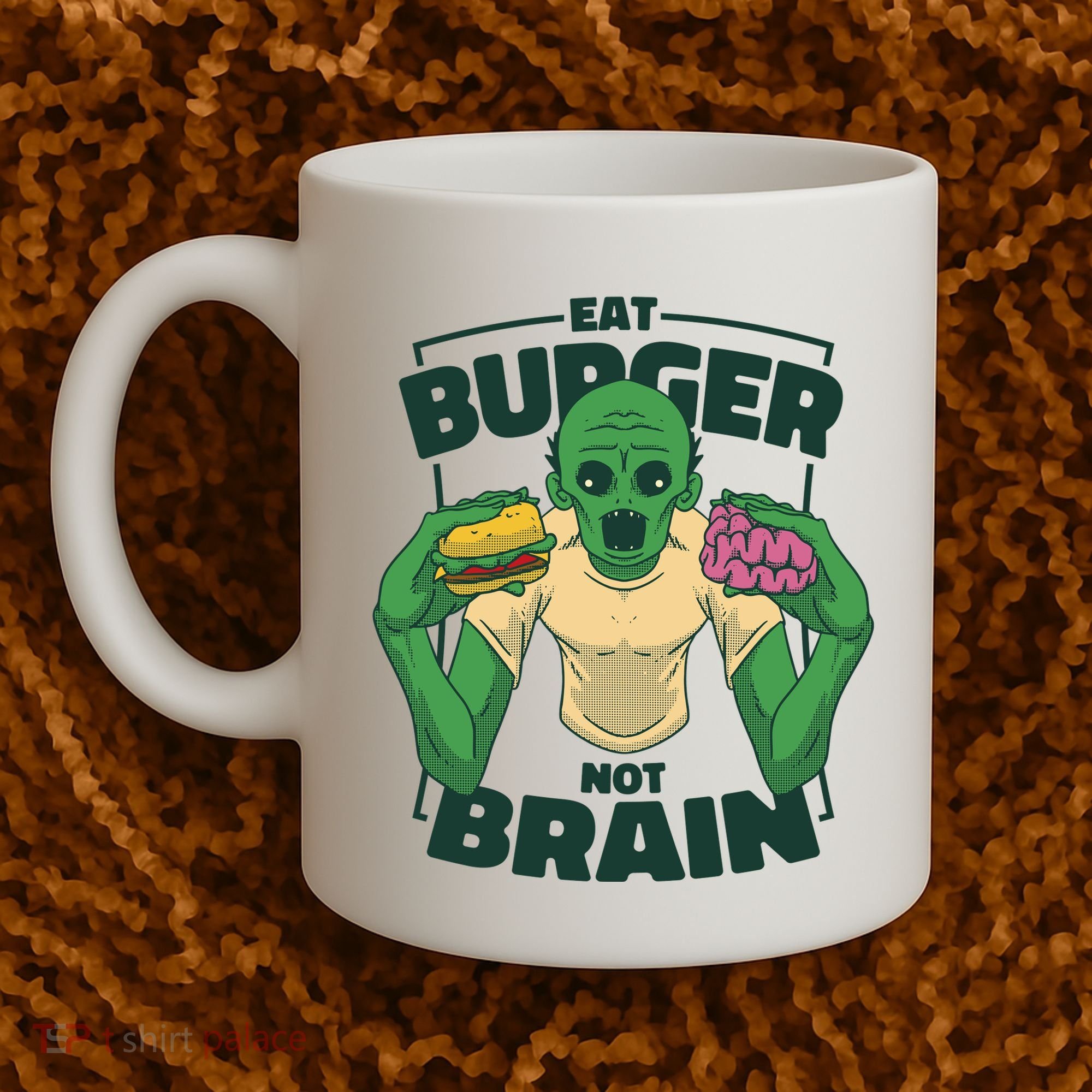 Eat Burger Not Brain Funny Zombie Coffee Mug