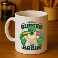 Eat Burger Not Brain Funny Zombie Coffee Mug thumb 4