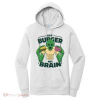Eat Burger Not Brain Funny Zombie Women's Hoodie thumb 0