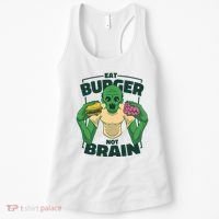 Eat Burger Not Brain Funny Zombie Women's Tank Top thumb 0