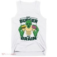 Eat Burger Not Brain Funny Zombie Tank Top thumb 0
