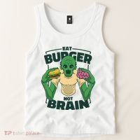 Eat Burger Not Brain Funny Zombie Tank Top thumb 2
