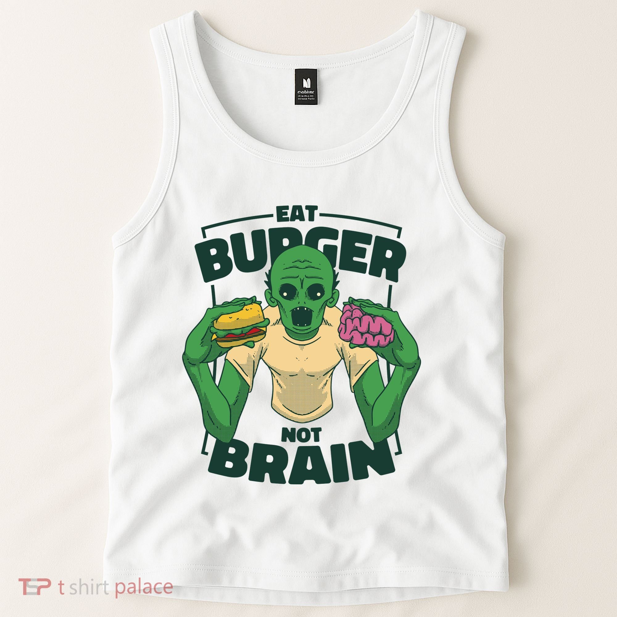 Eat Burger Not Brain Funny Zombie Tank Top