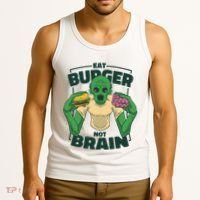 Eat Burger Not Brain Funny Zombie Tank Top thumb 3