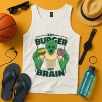 Eat Burger Not Brain Funny Zombie Tank Top thumb 4