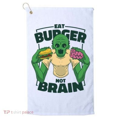 Eat Burger Not Brain Funny Zombie Golf Towel