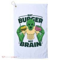 Eat Burger Not Brain Funny Zombie Golf Towel thumb 0