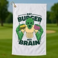 Eat Burger Not Brain Funny Zombie Golf Towel thumb 1