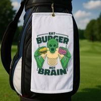 Eat Burger Not Brain Funny Zombie Golf Towel thumb 2