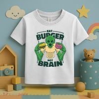 Eat Burger Not Brain Funny Zombie Toddler T-Shirt thumb 3