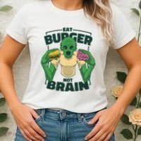 Eat Burger Not Brain Funny Zombie Women's T-Shirt thumb 2