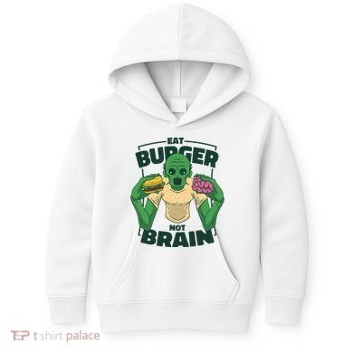 Eat Burger Not Brain Funny Zombie Kids Hoodie