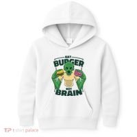 Eat Burger Not Brain Funny Zombie Kids Hoodie thumb 0