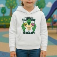Eat Burger Not Brain Funny Zombie Kids Hoodie thumb 3