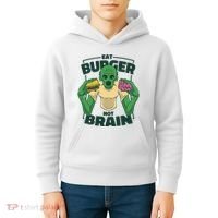 Eat Burger Not Brain Funny Zombie Kids Hoodie thumb 4