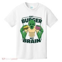 Eat Burger Not Brain Funny Zombie Kids T-Shirt thumb 0