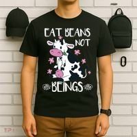 Eat Beans Not Beings Funny Cow Vegan Plant Based T-Shirt thumb 6