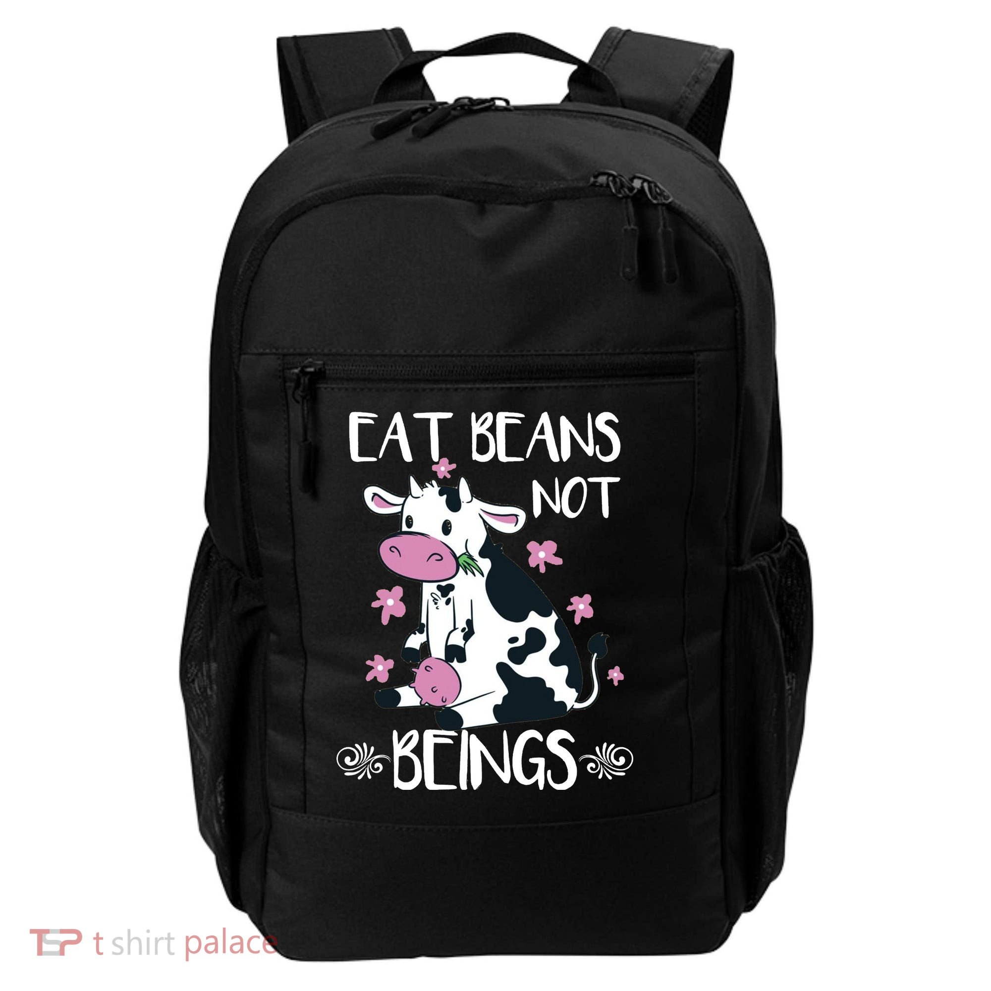 Eat Beans Not Beings Funny Cow Vegan Plant Based Backpack