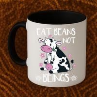 Eat Beans Not Beings Funny Cow Vegan Plant Based Coffee Mug thumb 2