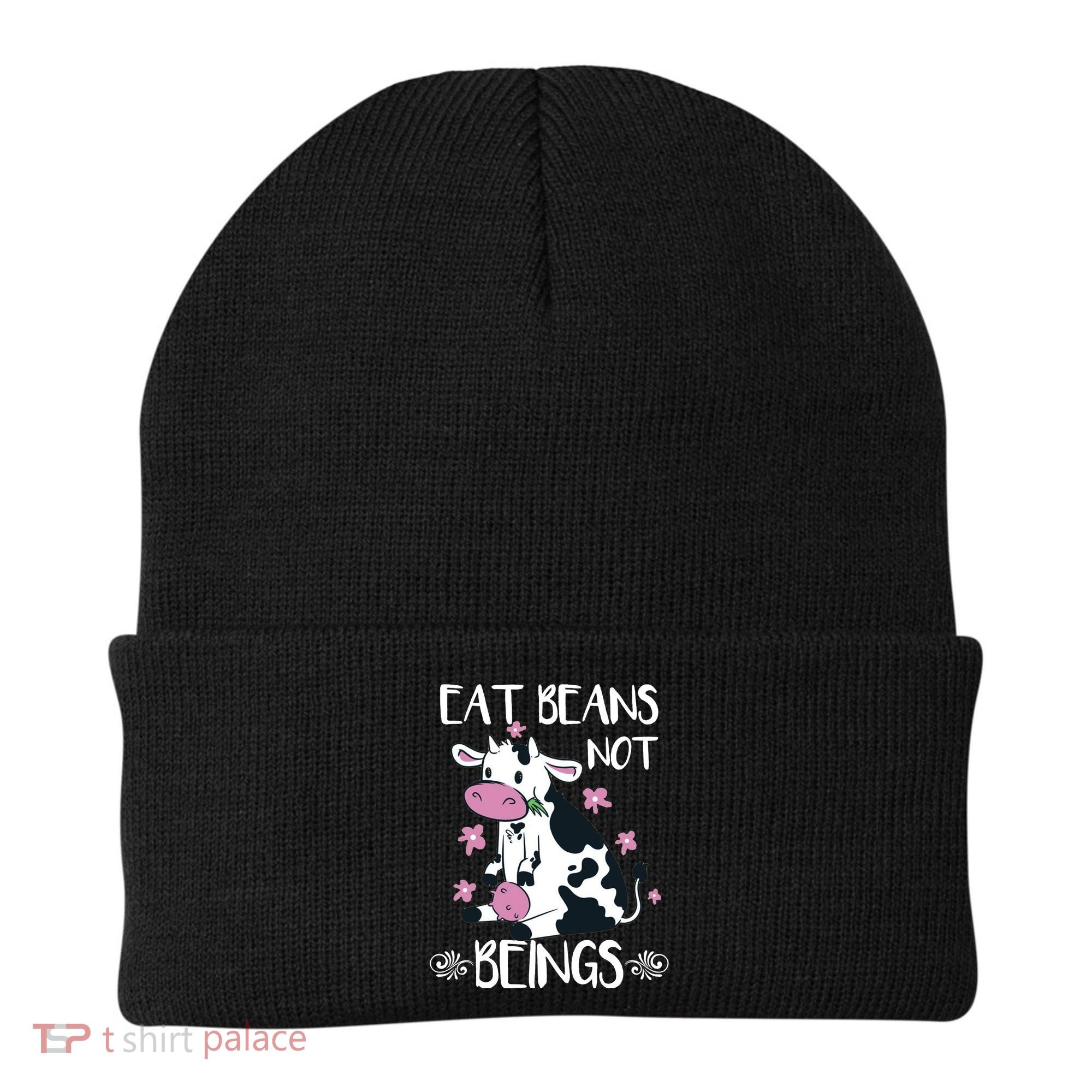 Eat Beans Not Beings Funny Cow Vegan Plant Based Beanie