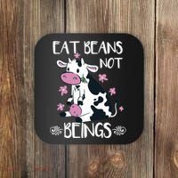 Eat Beans Not Beings Funny Cow Vegan Plant Based Coaster thumb 0
