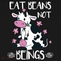 Eat Beans Not Beings Funny Cow Vegan Plant Based Women's Hoodie thumb 2