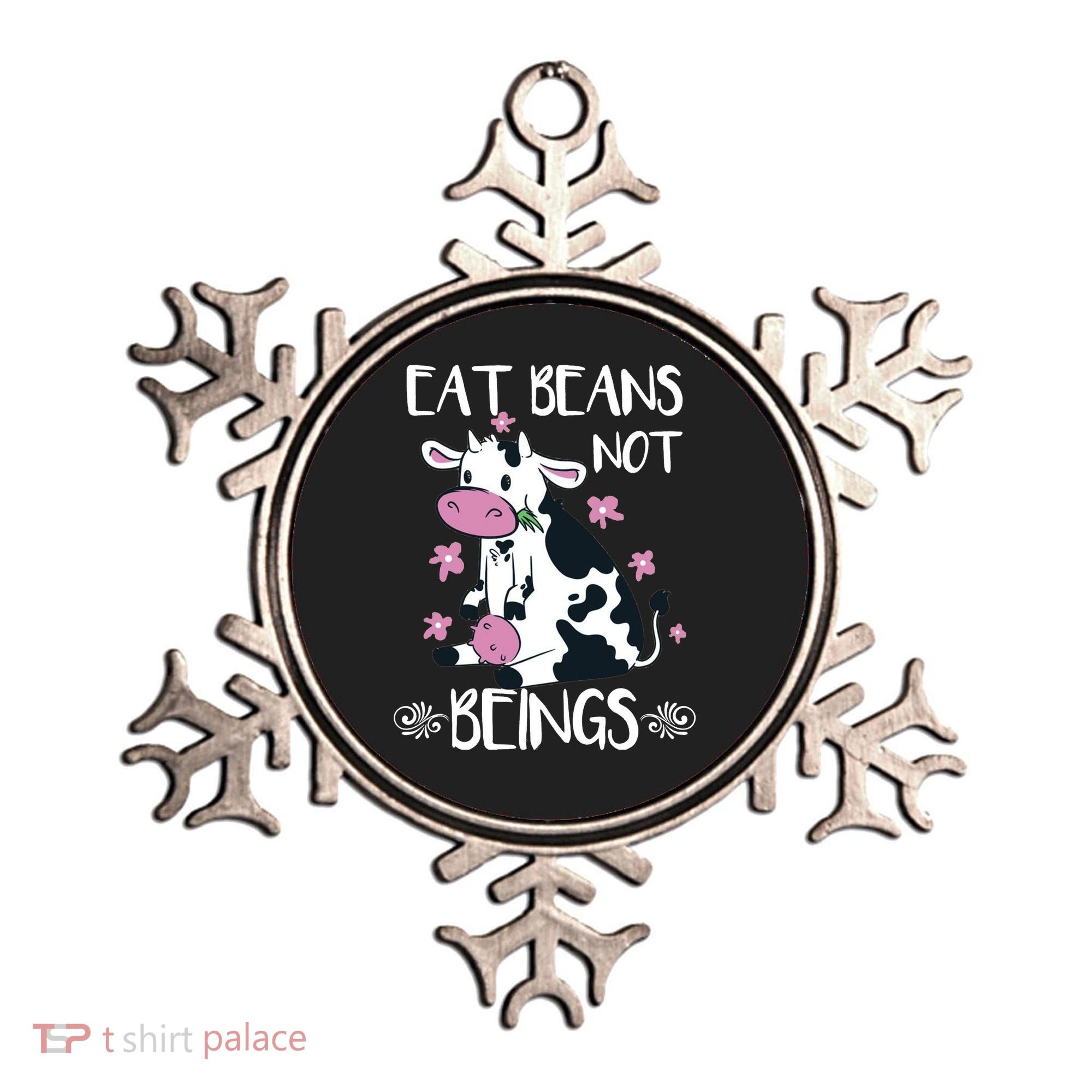 Eat Beans Not Beings Funny Cow Vegan Plant Based Ornament