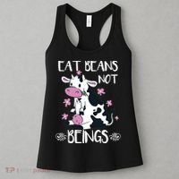 Eat Beans Not Beings Funny Cow Vegan Plant Based Women's Tank Top thumb 3