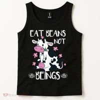 Eat Beans Not Beings Funny Cow Vegan Plant Based Tank Top thumb 2