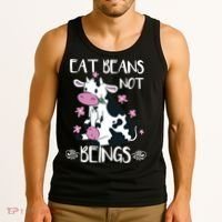 Eat Beans Not Beings Funny Cow Vegan Plant Based Tank Top thumb 3