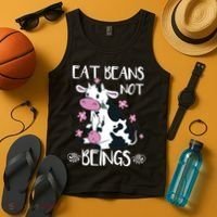 Eat Beans Not Beings Funny Cow Vegan Plant Based Tank Top thumb 4