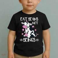 Eat Beans Not Beings Funny Cow Vegan Plant Based Toddler T-Shirt thumb 2