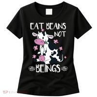 Eat Beans Not Beings Funny Cow Vegan Plant Based Women's T-Shirt thumb 0