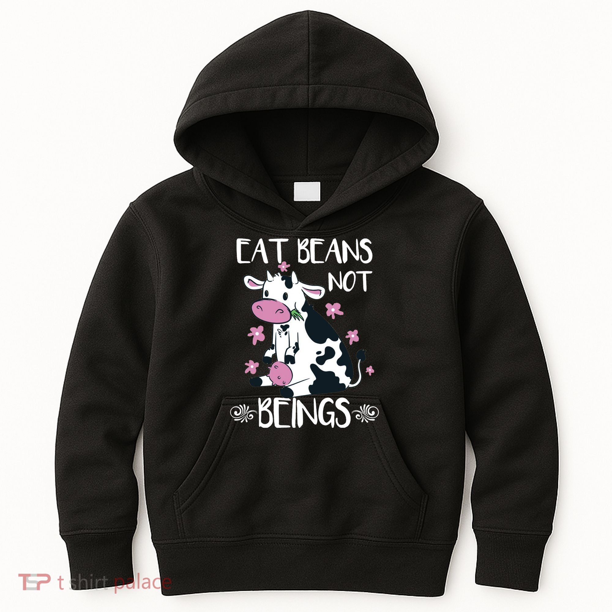 Eat Beans Not Beings Funny Cow Vegan Plant Based Kids Hoodie