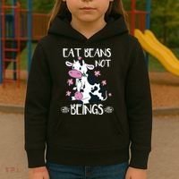Eat Beans Not Beings Funny Cow Vegan Plant Based Kids Hoodie thumb 3