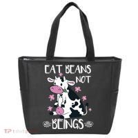 Eat Beans Not Beings Funny Cow Vegan Plant Based Tote Bag thumb 0