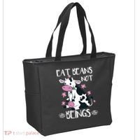 Eat Beans Not Beings Funny Cow Vegan Plant Based Tote Bag thumb 2