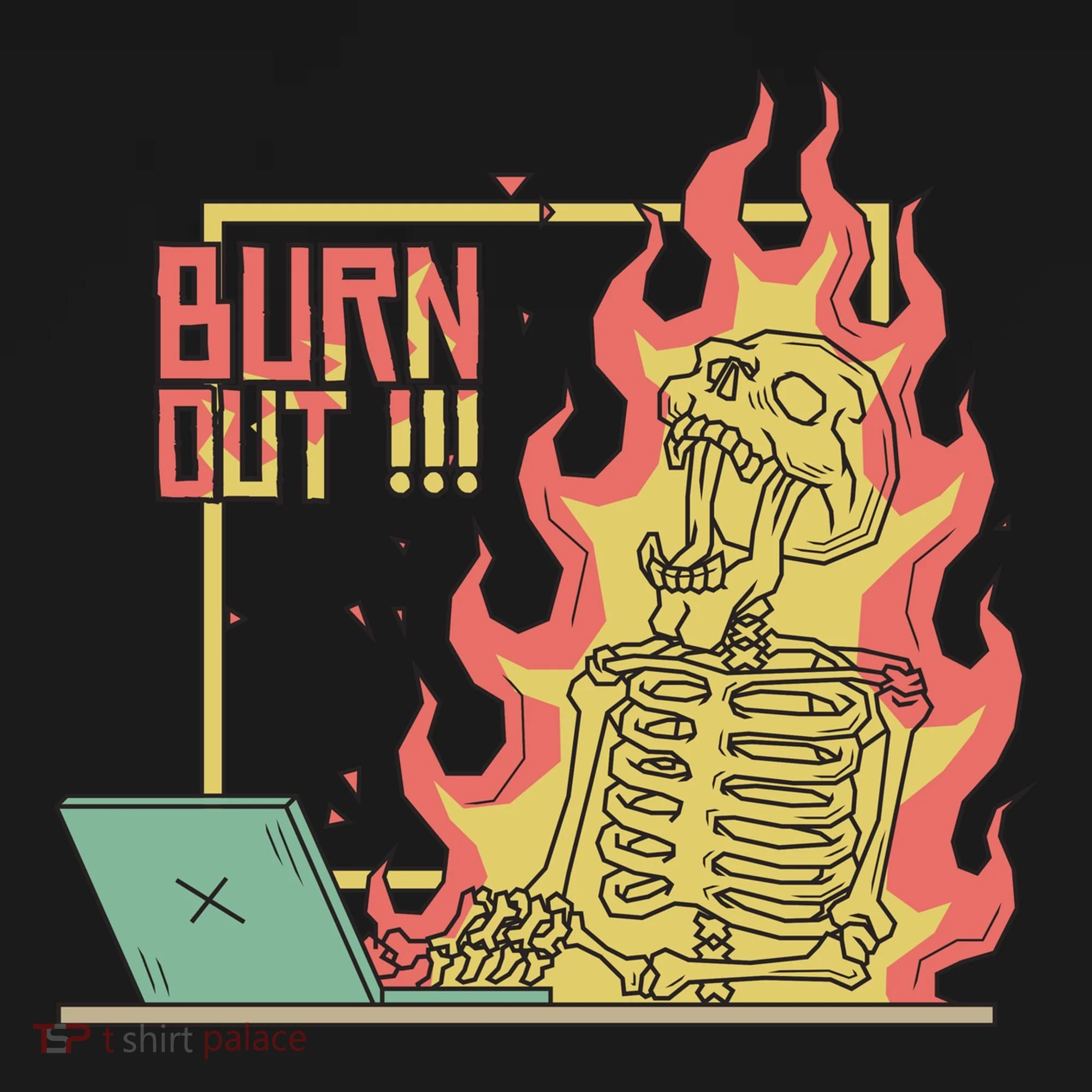 Emotionally Burnt Out Skeleton On Fire Doggie Tank