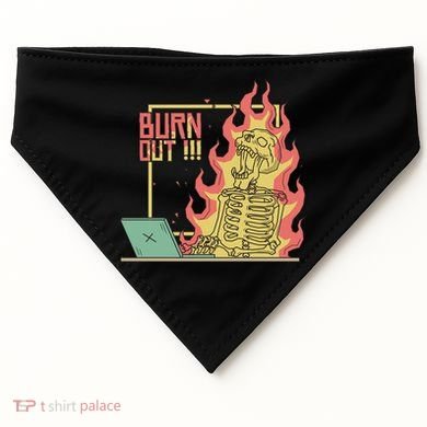 Emotionally Burnt Out Skeleton On Fire USA-Made Doggie Bandana