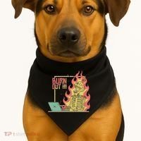 Emotionally Burnt Out Skeleton On Fire USA-Made Doggie Bandana thumb 1
