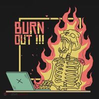 Emotionally Burnt Out Skeleton On Fire USA-Made Doggie Bandana thumb 2