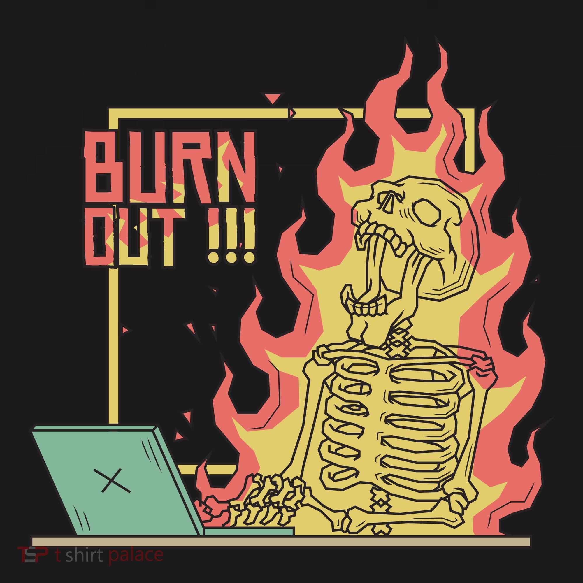 Emotionally Burnt Out Skeleton On Fire USA-Made Doggie Bandana