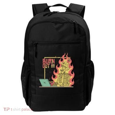 Emotionally Burnt Out Skeleton On Fire Backpack