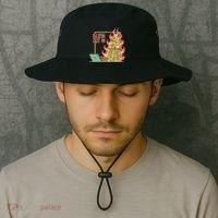 Emotionally Burnt Out Skeleton On Fire Bucket Hat thumb 2