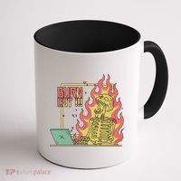 Emotionally Burnt Out Skeleton On Fire Coffee Mug thumb 1