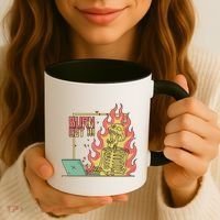 Emotionally Burnt Out Skeleton On Fire Coffee Mug thumb 3