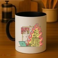 Emotionally Burnt Out Skeleton On Fire Coffee Mug thumb 4