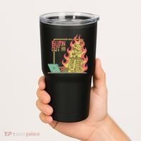 Emotionally Burnt Out Skeleton On Fire Tumbler thumb 2