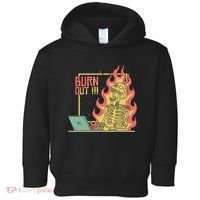 Emotionally Burnt Out Skeleton On Fire Toddler Hoodie thumb 0
